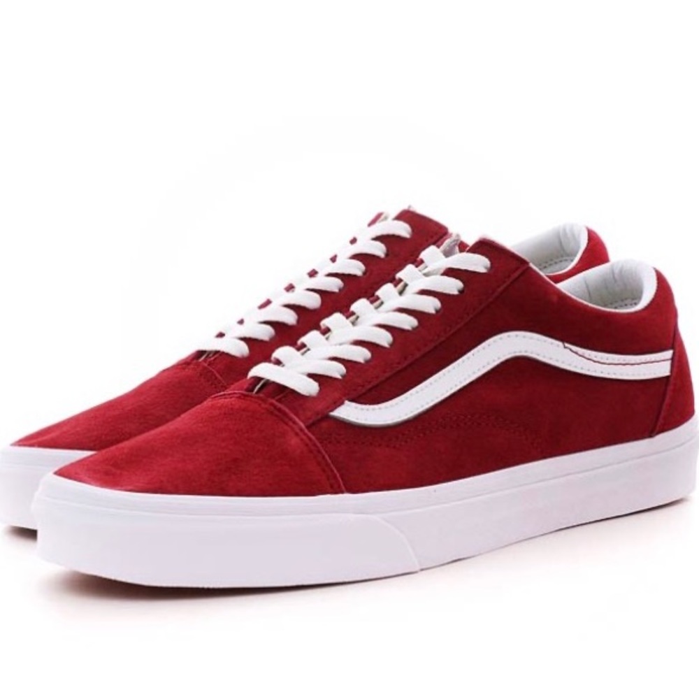 Vans Red and White Low-Top Sneakers